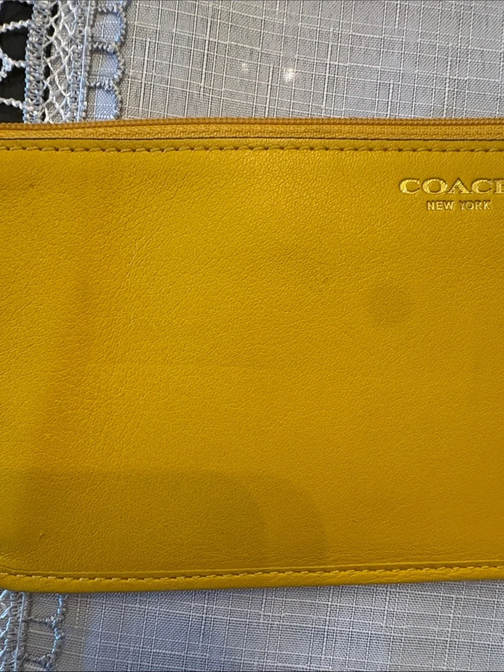 Coach Yellow Leather Pencil Pouch